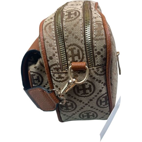 Designer Brown Tan Buckle Crossbody Bag - Picture 7 of 10